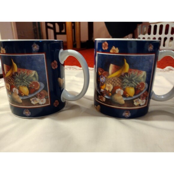 Set Of 4 "Tropical  Fruit" Lang and Wise Collector Mugs  Coffee Cup 1997 - Picture 6 of 12